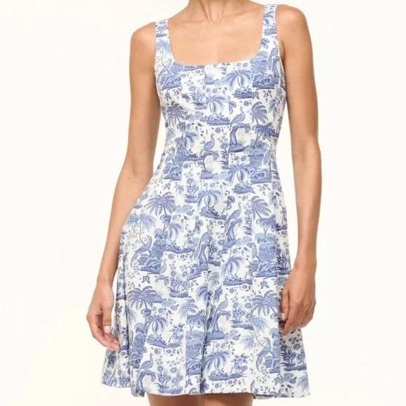 Staud Women's Wells Mini Dress - Blue - Size 12 - Blue Toile